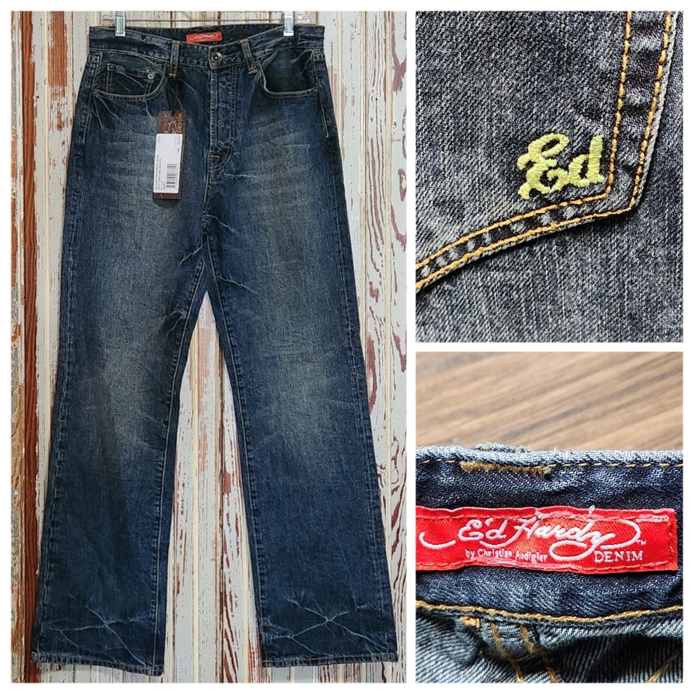 Ed Hardy Blue Jeans Jerry Edie Finish 31X32